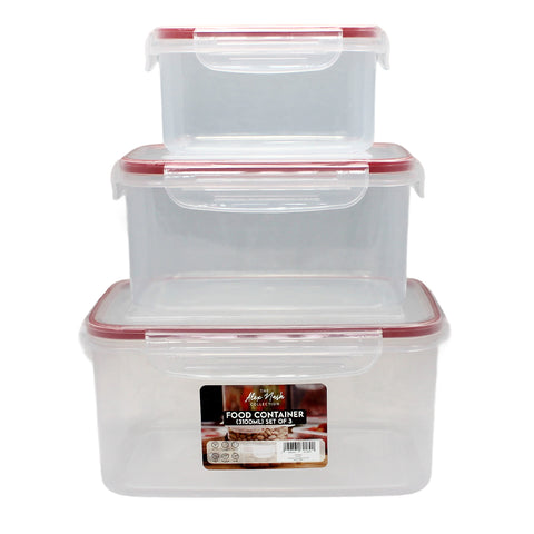 Set of 3 Rectangular Food Containers – 3100ml - MrPRICE.online