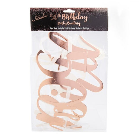 50th Birthday Rose Gold Letter Script Banner - MrPRICE.online
