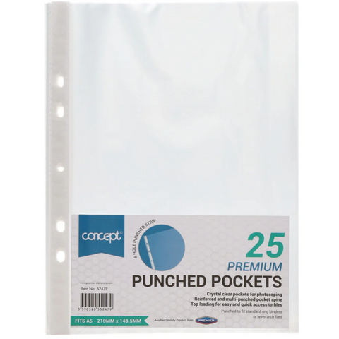 Concept A5 Protective Punched Pockets (Pack of 25) - MrPRICE.online