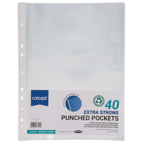 Concept Extra Strong Punched Pockets 40 A4 - MrPRICE.online