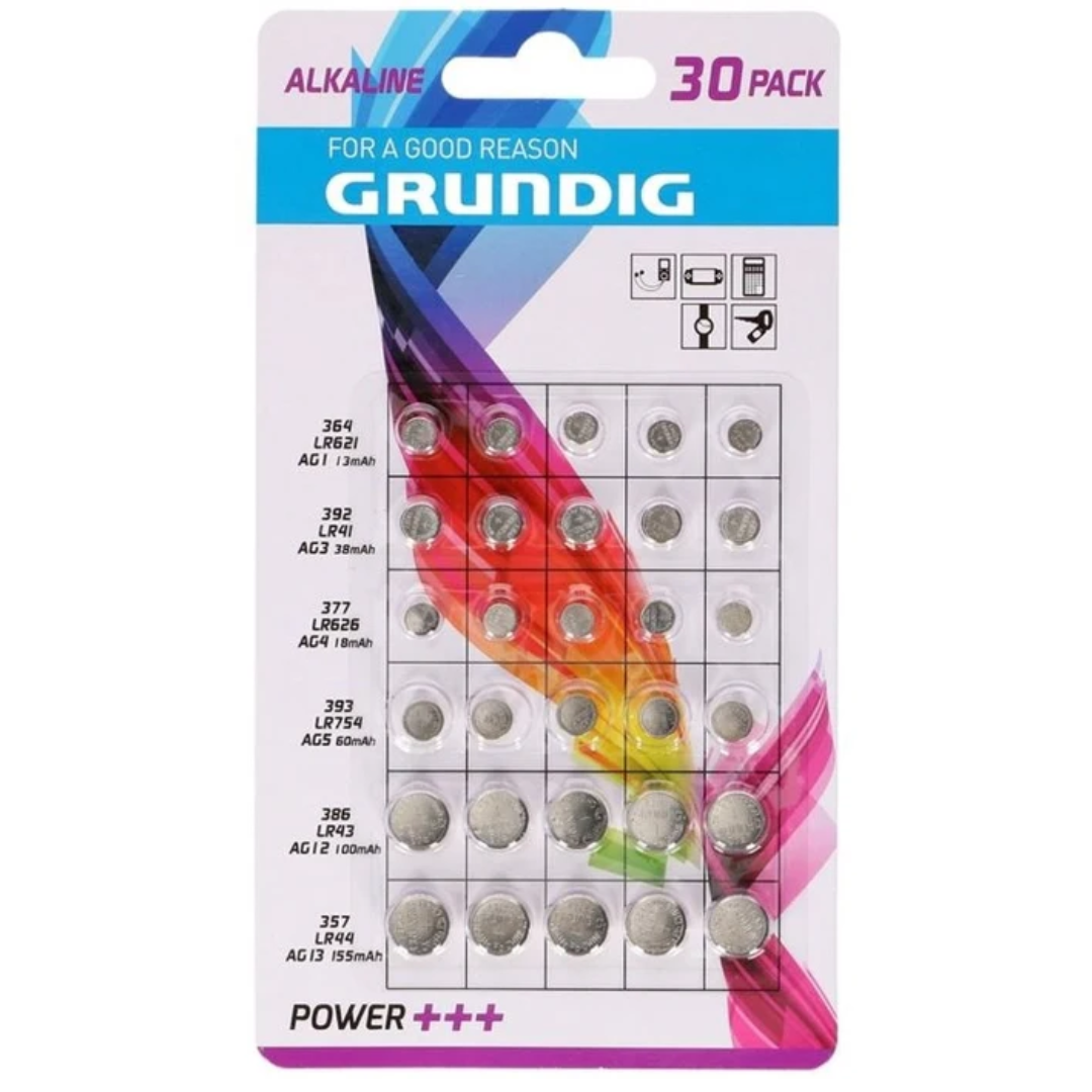Grundig Alkaline Button Batteries (30 Pack) – MrPRICE.online