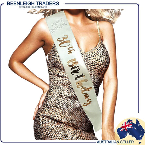 Cream & Gold 30th Birthday Sash - MrPRICE.online