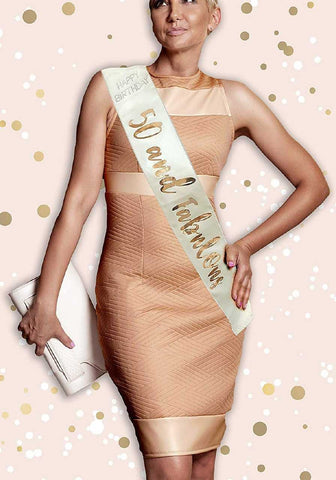 Cream & Gold 50th Birthday Sash - MrPRICE.online