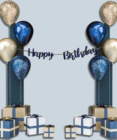 Navy Blue Happy Birthday Letter Script Banner - MrPRICE.online