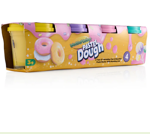 World of Colour Play Dough Pots with Mould Lid Pastel Pack of 4 - MrPRICE.online