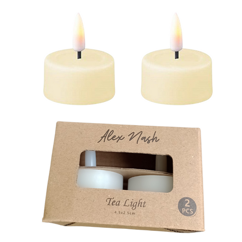 2PC LED Wax Tealight with 3D Flame - MrPRICE.online