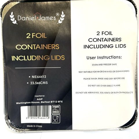 Square Foil Containers with Lids - Pack Of 2 - MrPRICE.online