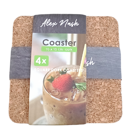 Pack Of 4 Square Cork Coasters - MrPRICE.online