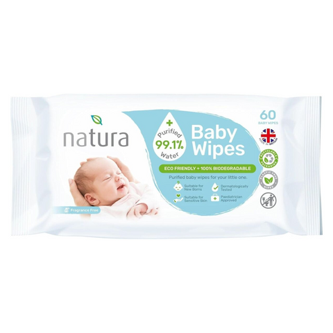 Natura Baby Wipes Biodegradable (60 Wipes) - MrPRICE.online