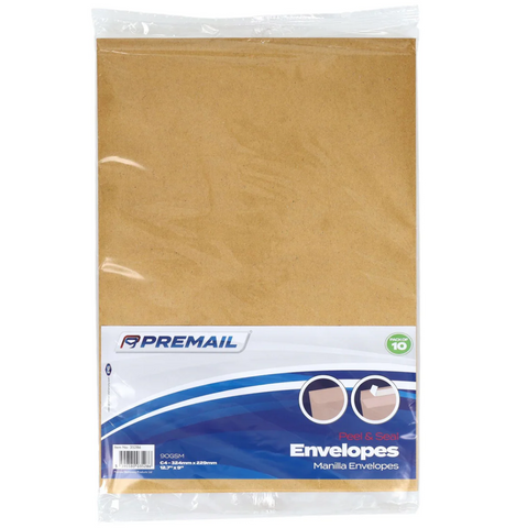 10 Pack of C4 Manilla Peel & Seal Envelopes - MrPRICE.online