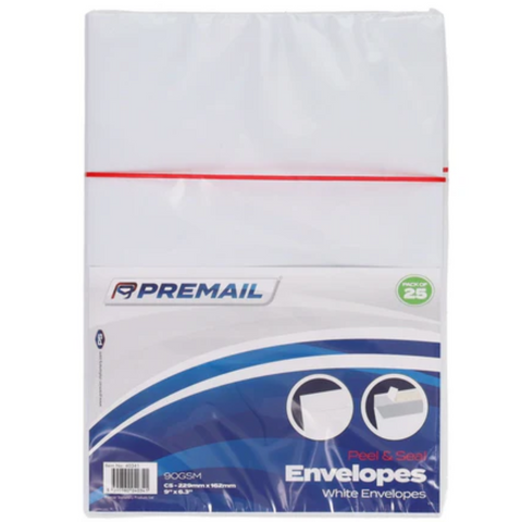 25-Pack C5 White Peel & Seal Envelopes - MrPRICE.online