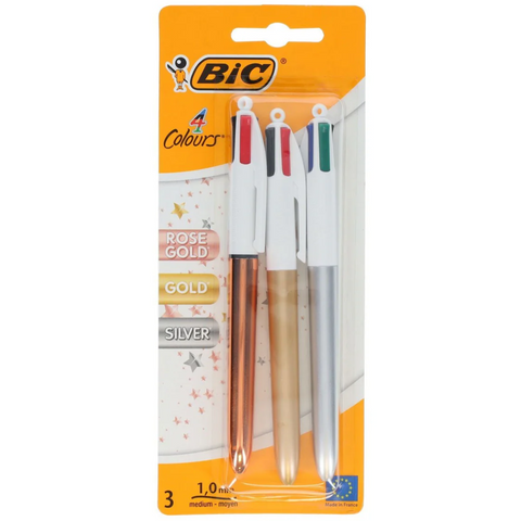 3-Pack BIC 4-Color Assorted Metallic Ballpoint Pens - MrPRICE.online