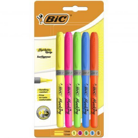 5-Pack BIC Assorted Grip Highlighters - MrPRICE.online