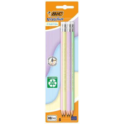 5-Pack BIC Evolution Pastel Pencils with Eraser - MrPRICE.online