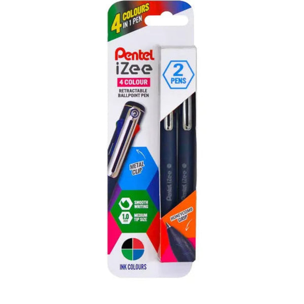 Pentel 2-Pack iZee 4-Colour Ballpen –