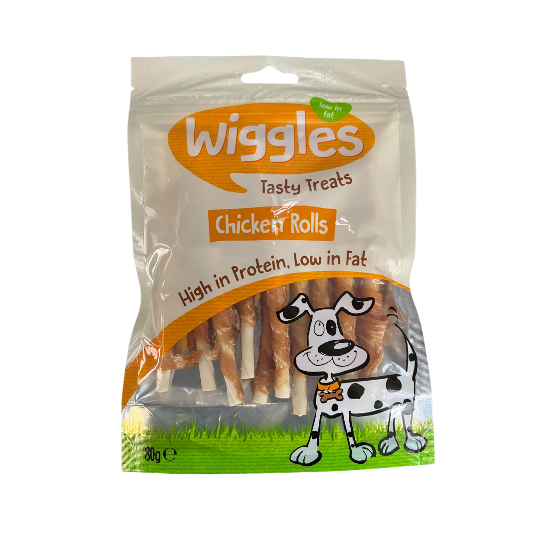 Wiggles Chicken Rolls Dog Treats 80g –