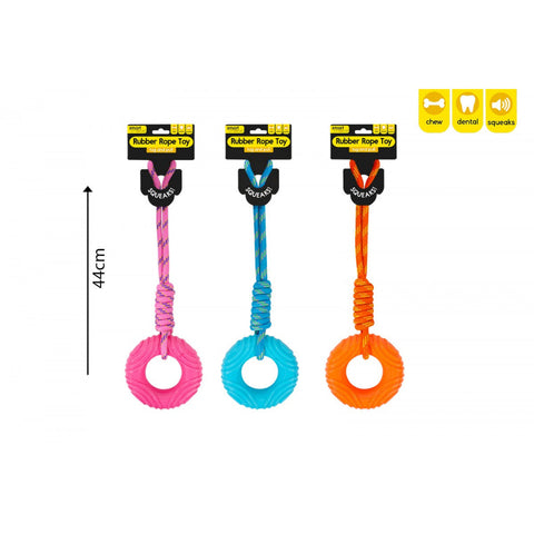 Rubber Ring & Rope Dog Toy with Squeaker - MrPRICE.online