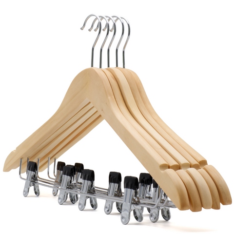 5-Pack Wooden Hangers with Metal Bar - MrPRICE.online