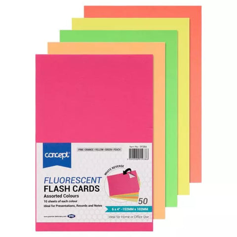 Fluorescent Flash Cards 6" x 4" - 50 Pack - MrPRICE.online