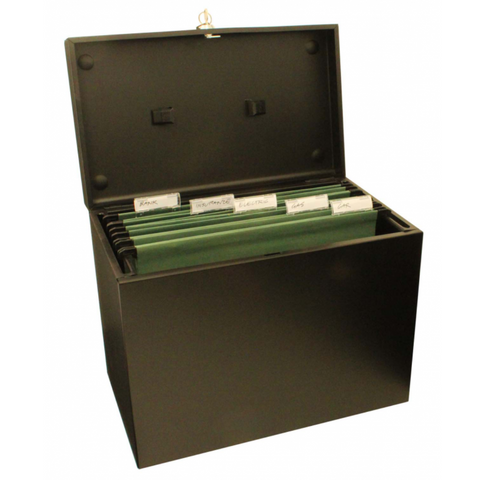 5 Box File A4 Black Metal File Box with 5 File Folders – MrPRICE.online