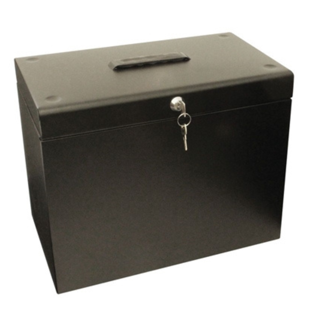 A4 Black Metal File Box with 5 File Folders – MrPRICE.online