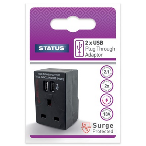 2 USB Port Power Adaptor Black - MrPRICE.online