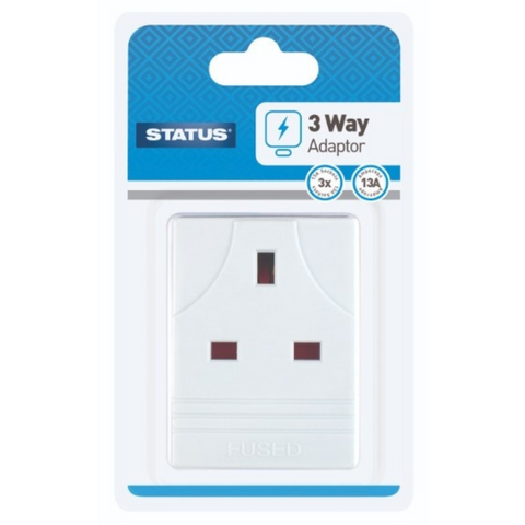 3-Way Fused Adaptor - White - MrPRICE.online