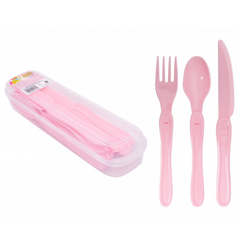 12-Piece Pink Cutlery Set with Case - MrPRICE.online